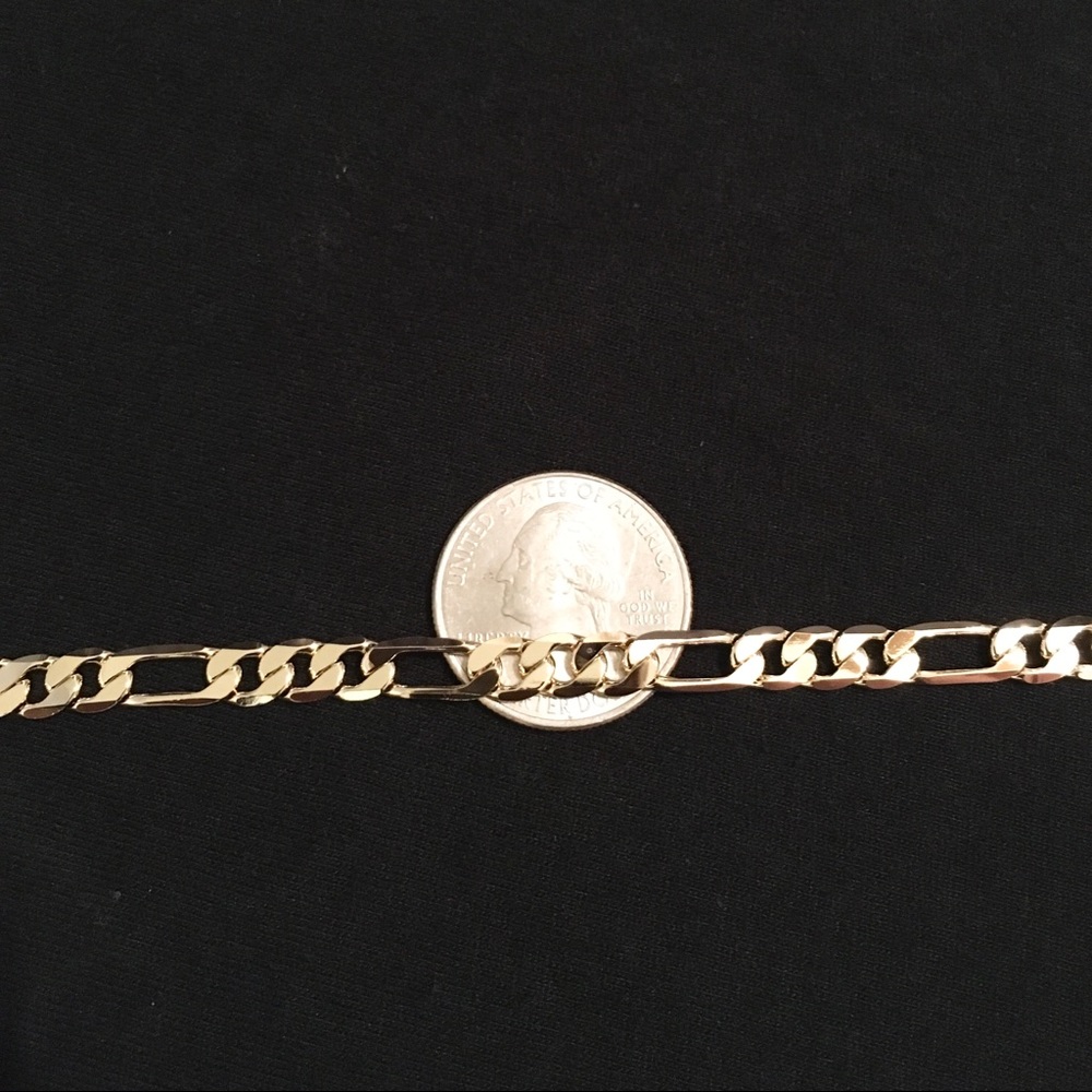 Gold Chain Figaro Link Necklace 24in 6mm - Picture 3 of 4